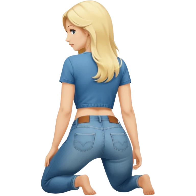 Naked blonde Woman, kneeling, showing Butt from Backside emoji