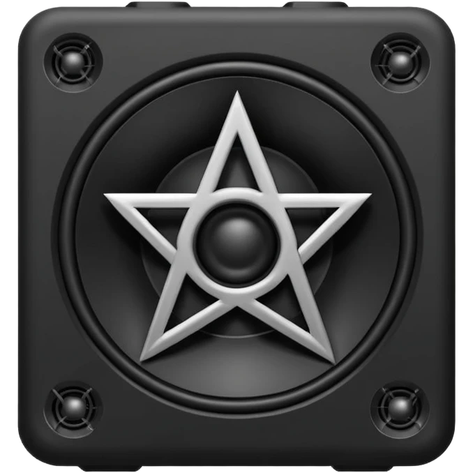 Black speaker with black heartagram in it emoji