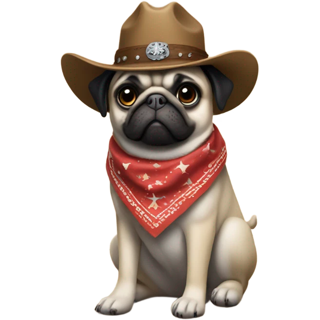 Cowboy pug riding husky emoji