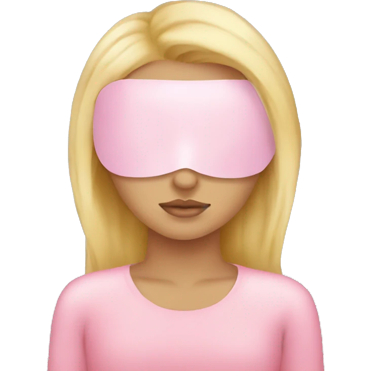 Blonde girl sleeping with pink eye mask emoji