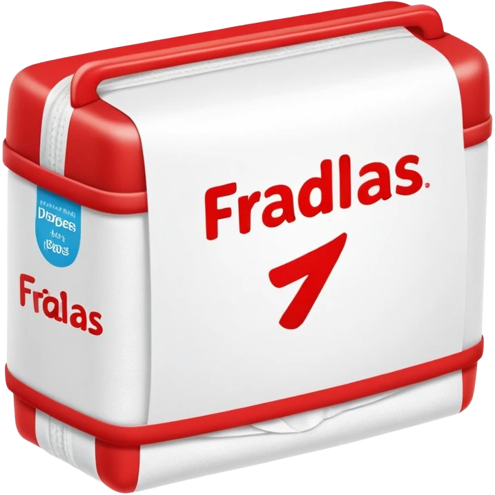 a simple drugstore sign for diapers, with the word "fraldas"simple red and white supermarket sign, with the word "fraldas" emoji