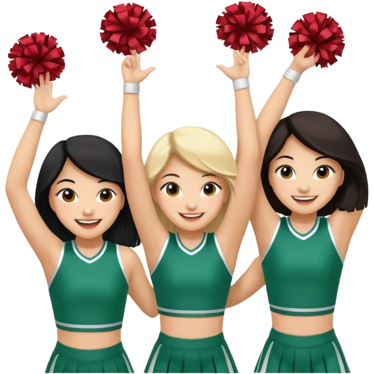 4 girls in a cheer stunt Mexican, Asian, Caucasian  emoji
