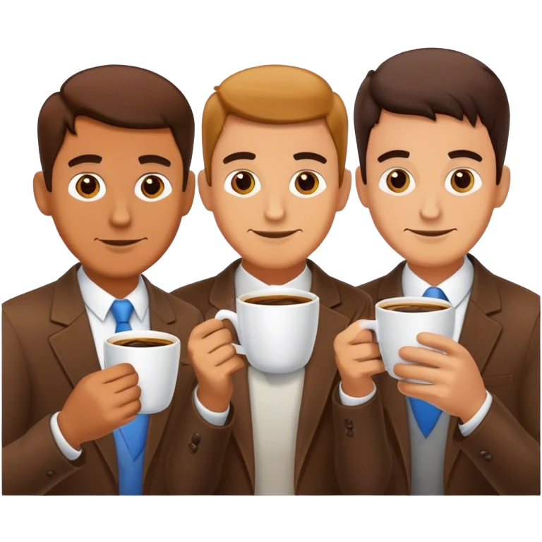 Three guys having coffee emoji