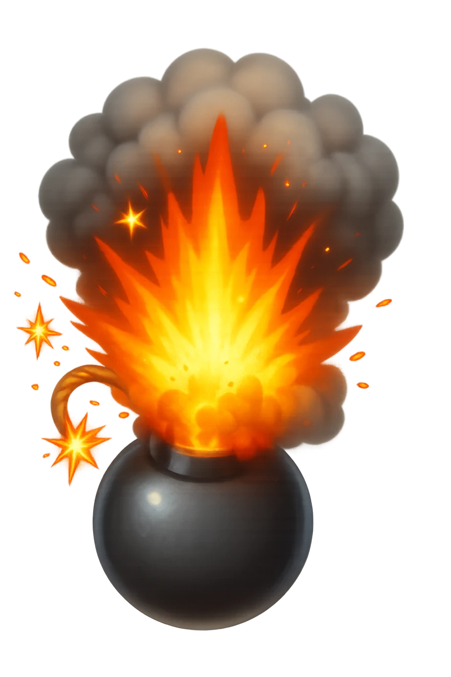 emoji stile iphone di una bomba che esplode emoji