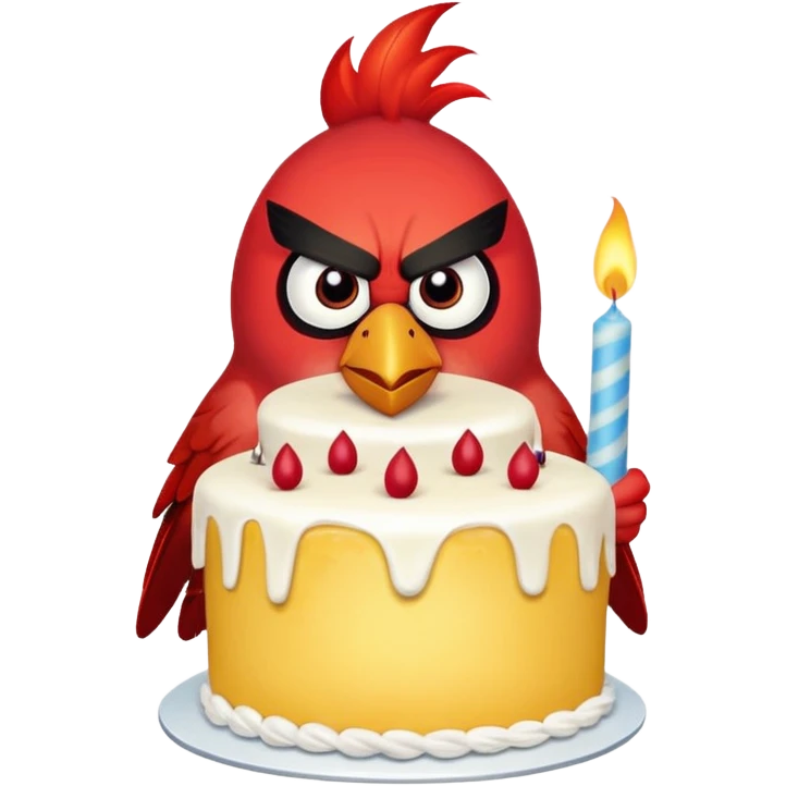 Angry bird with a cake emoji