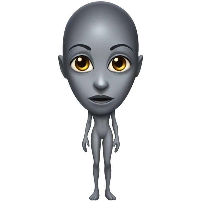 a gray alien woman full body emoji