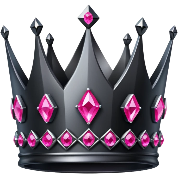 Black diamond crown with bright pink fuchsia gemstones  emoji