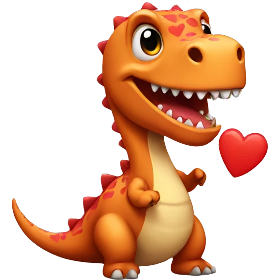 Dino with hearts emoji