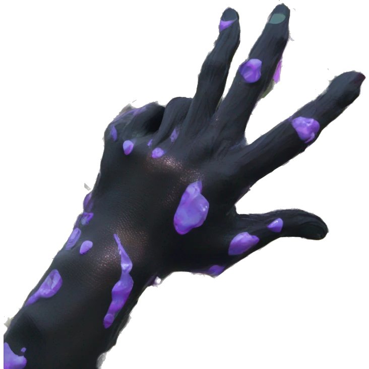 .Zombie_ Vaporwave black holographic oilslick zombie unicorn yellow caution tape with prosthetic arm  emoji