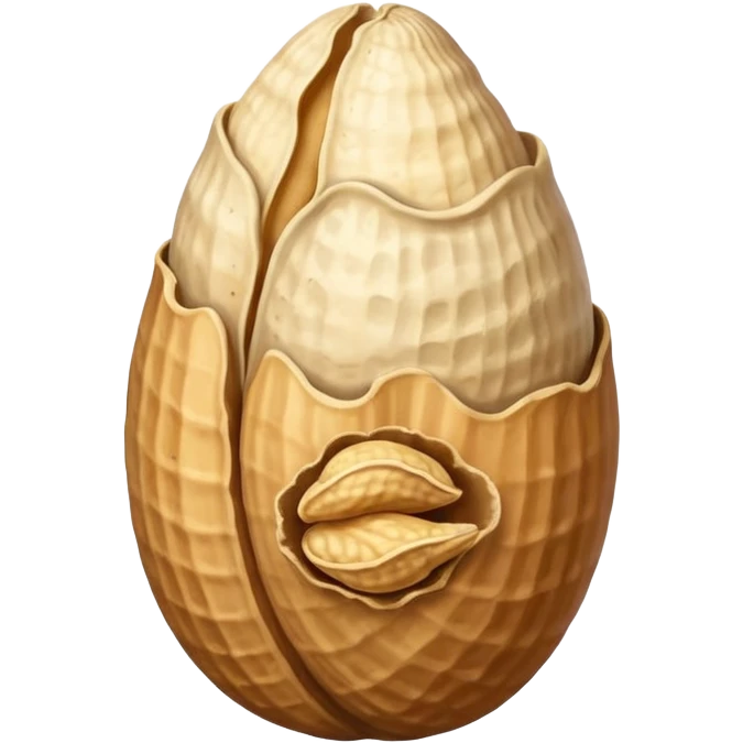 one whole peanut in rough beige textured shells emoji