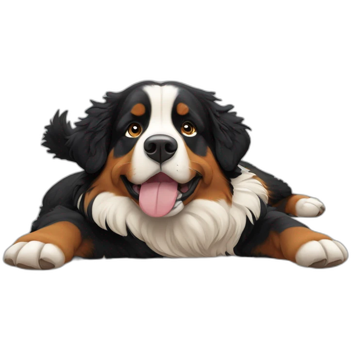 bernese mountain dog is lying on its back emoji