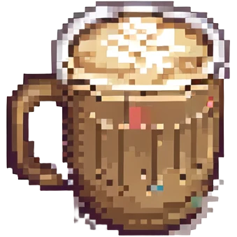 a latte, pixel art style emoji