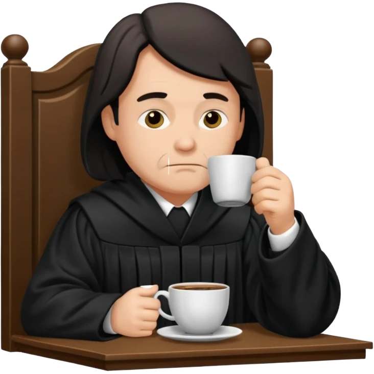Sleepy judge sipping coffee  emoji