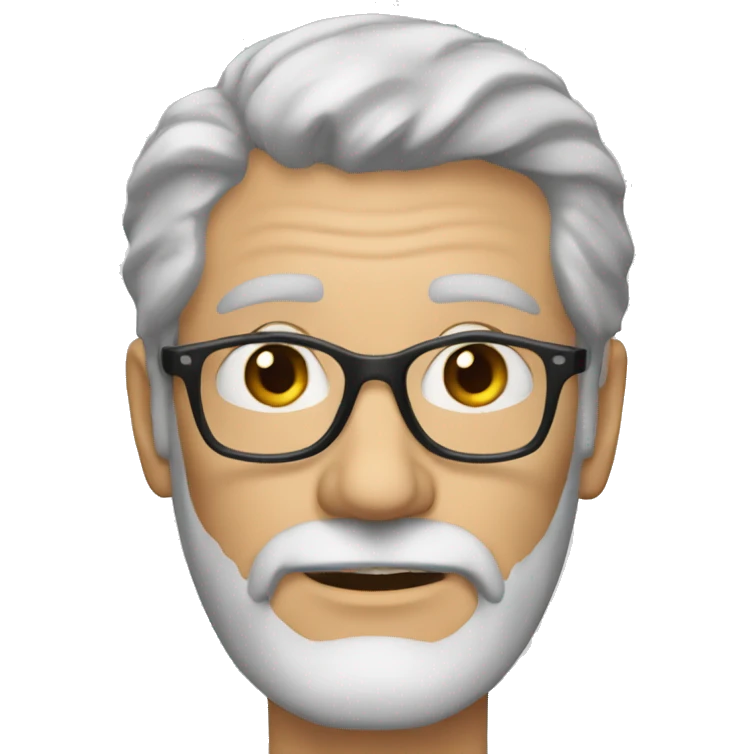 59 year old white florida man with grey hair and grey beard and dark glasses emoji