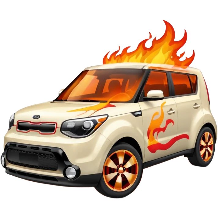 white kia soul on fire emoji