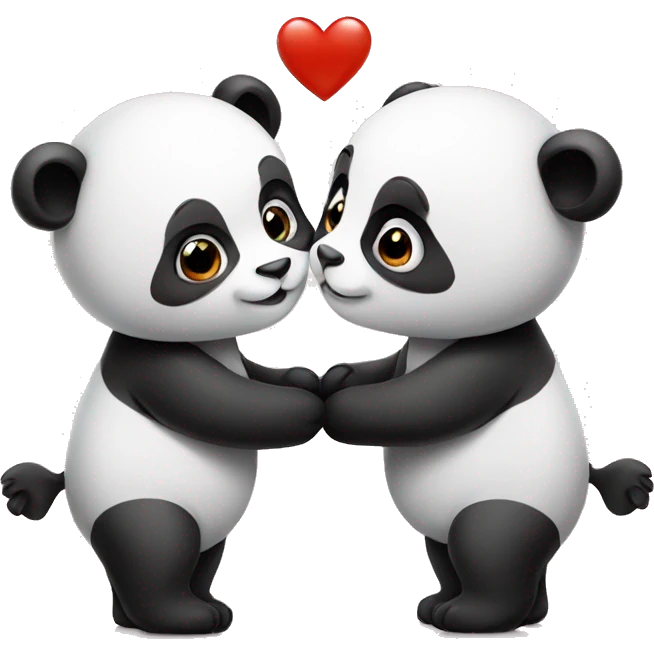 Two panda's kissing with a heart emoji