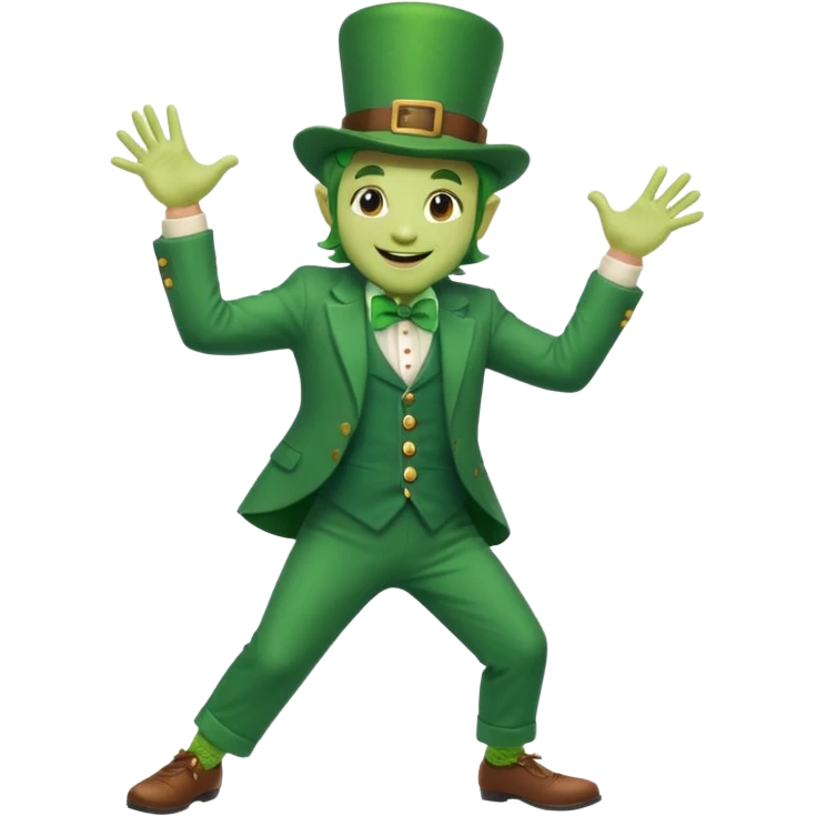 leprechaun emoji, dancing, cheerful expression emoji