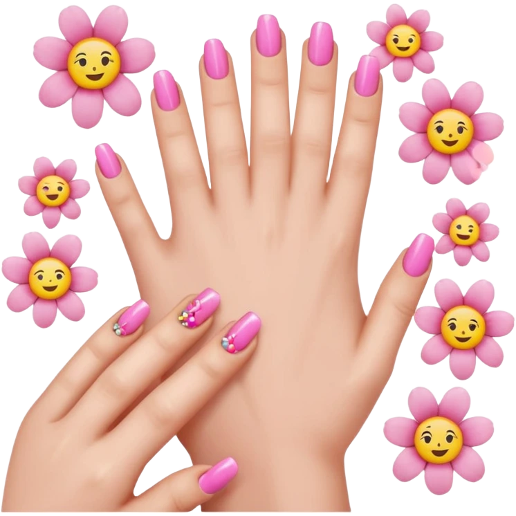 nails emojis, nail artist flowers all pink and aesthetic emoji