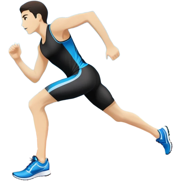 Running shoes placed on a professional track, ready for a sprint. The vibrant background features a stadium with cheering fans, a bright blue sky, and a digital timer displaying race time. Motion lines emphasize speed and energy. Transparent background highlights the athletic spirit. emoji