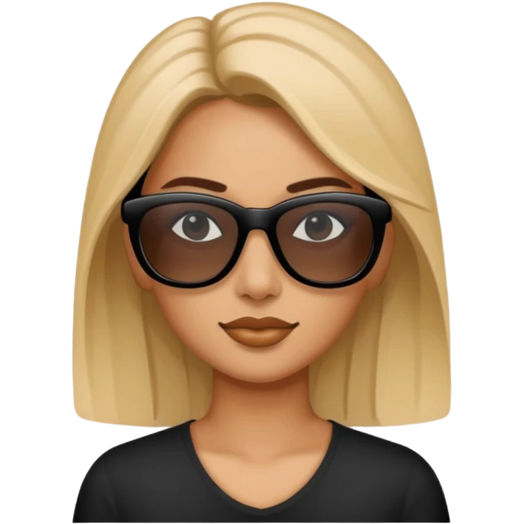 a woman wearing small black rectangular sunglasses emoji