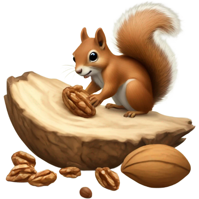 Squirrel burying a walnut emoji