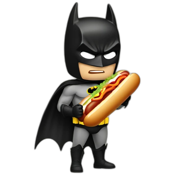 Batman eating an hot dog emoji