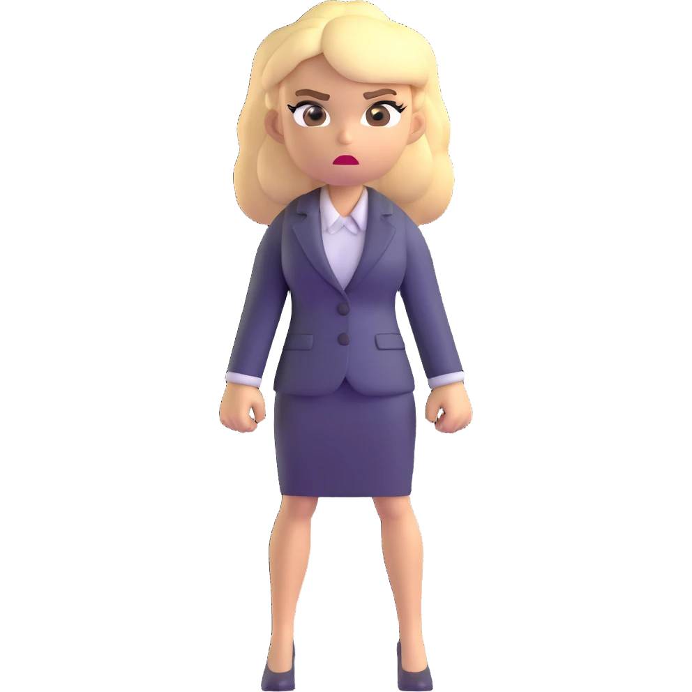 full body angry blonde profesora without glasses, blonde hair emoji