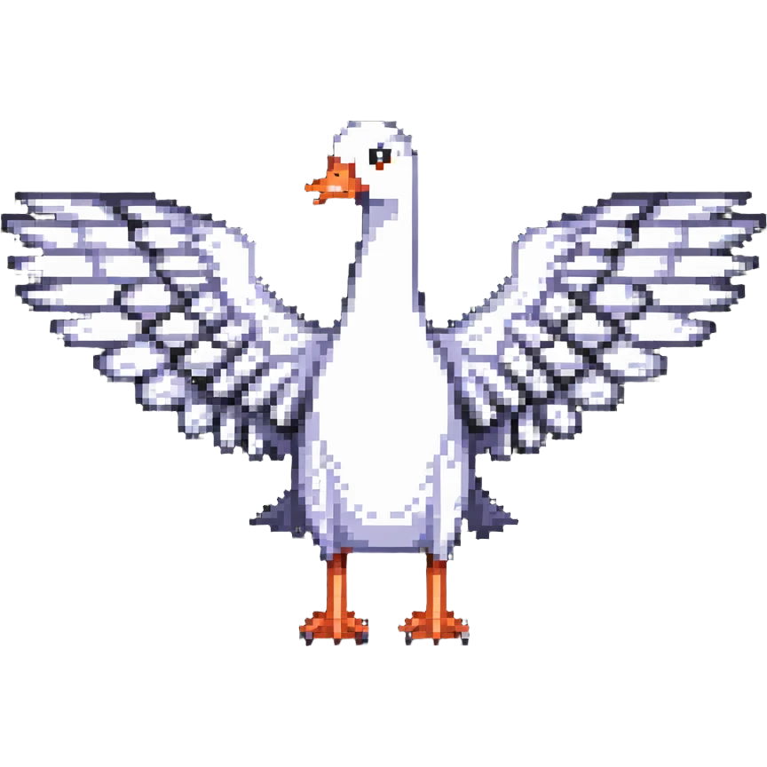 goose with wings spread out in t pose emoji