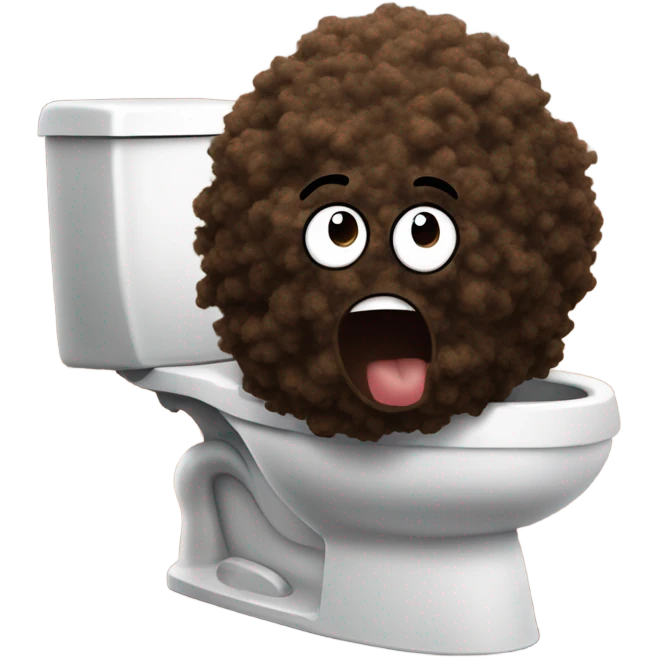 A pile of Poo with Afro hair and 2 legs running away from toilet emoji