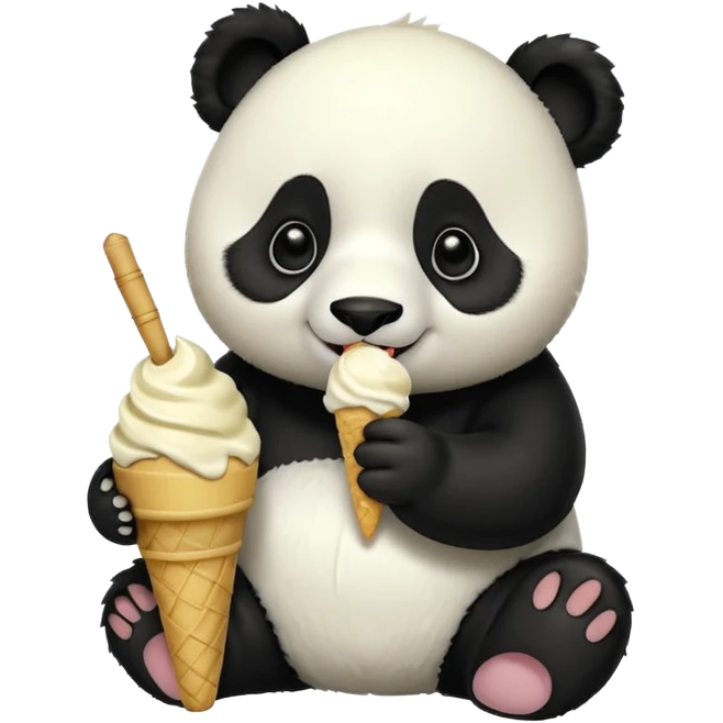 Panda eating ice cream emoji