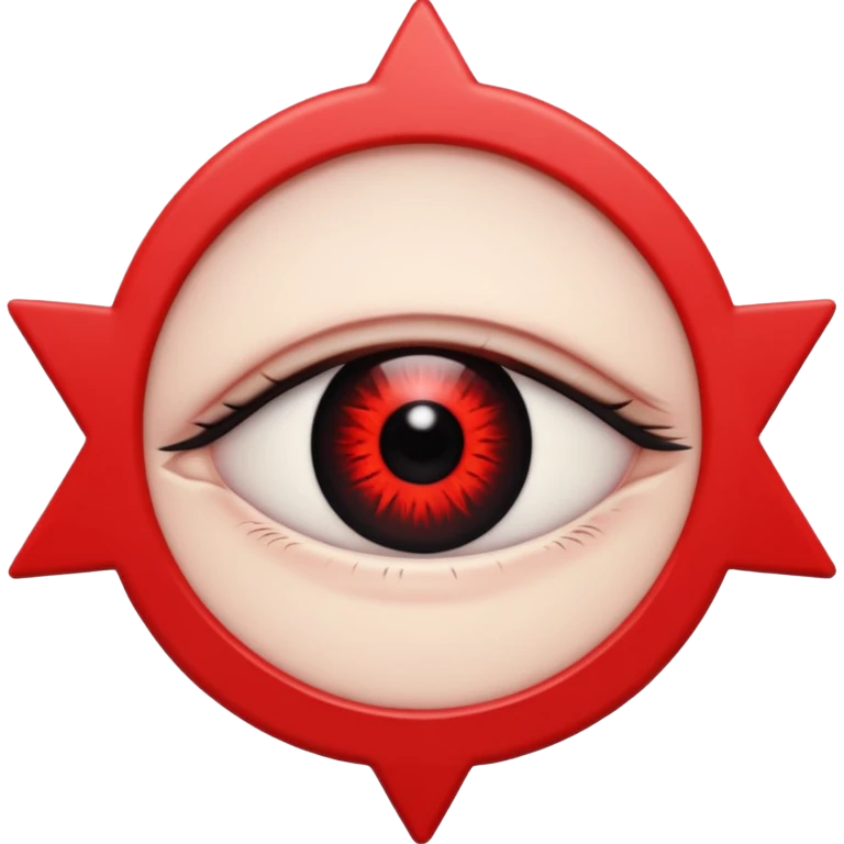 Red eye with a black shuriken-shaped pupil emoji