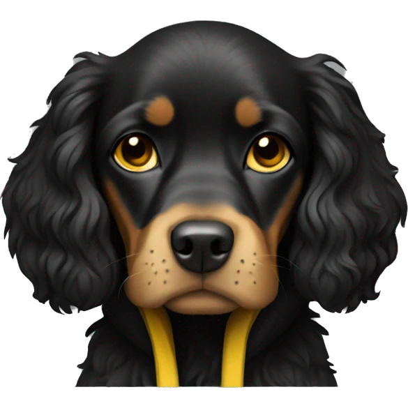 Black spaniel in a yellow hoodie  emoji