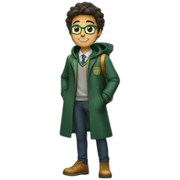 leon vestido de estudiante sacando fotocopias emoji