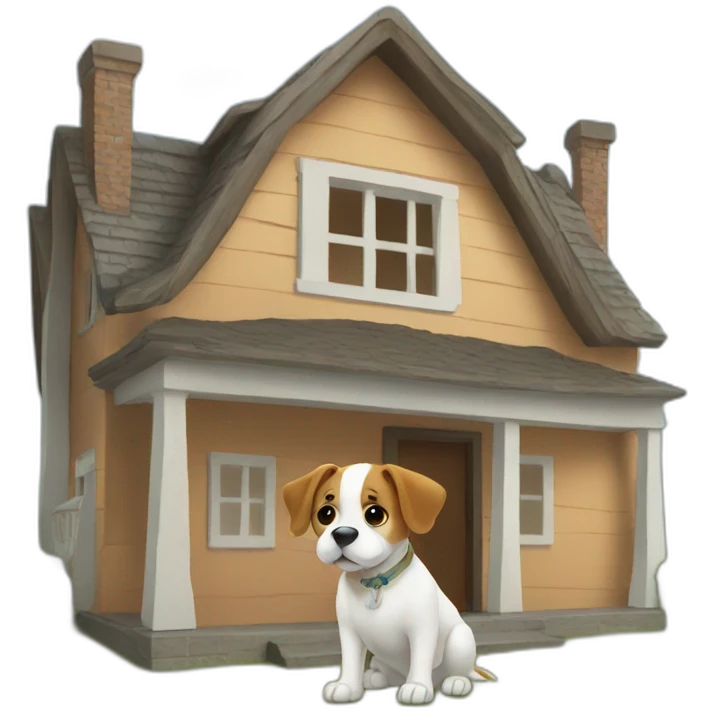 dog living in a giant house emoji
