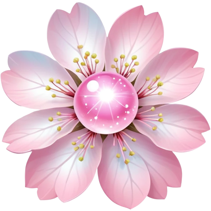Cute Pastel pink and white Cherry Blossom Sakura Starburst Iridescent Planet emoji