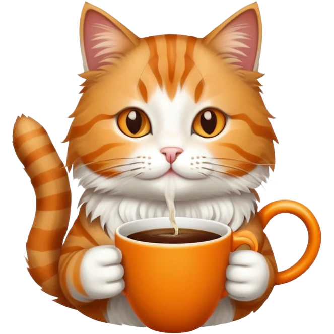 A cat having a coffe emoji