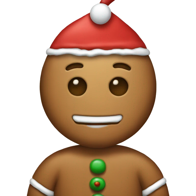 Gingerbread man with Santa outfit on emoji