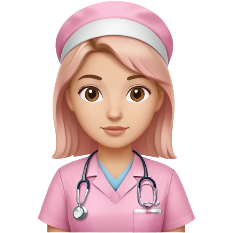 white girl nurse in soft pink scrubs emoji