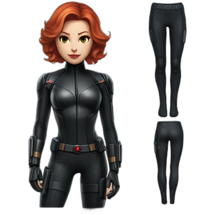 cat in avengers’ black widow suit full body emoji