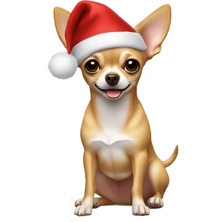 Tan Chihuahua with Santa cap emoji