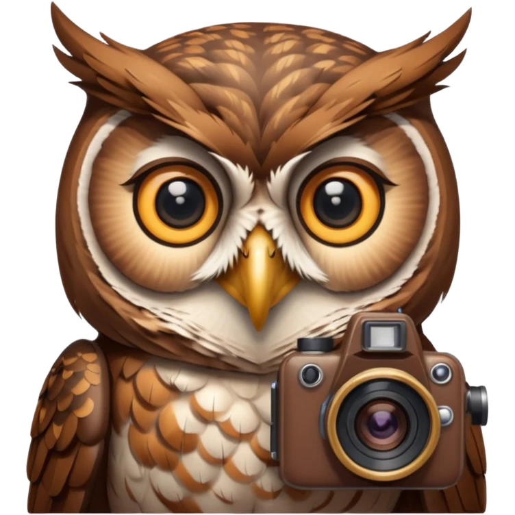 Сова с профессиональным фотоаппаратом emoji