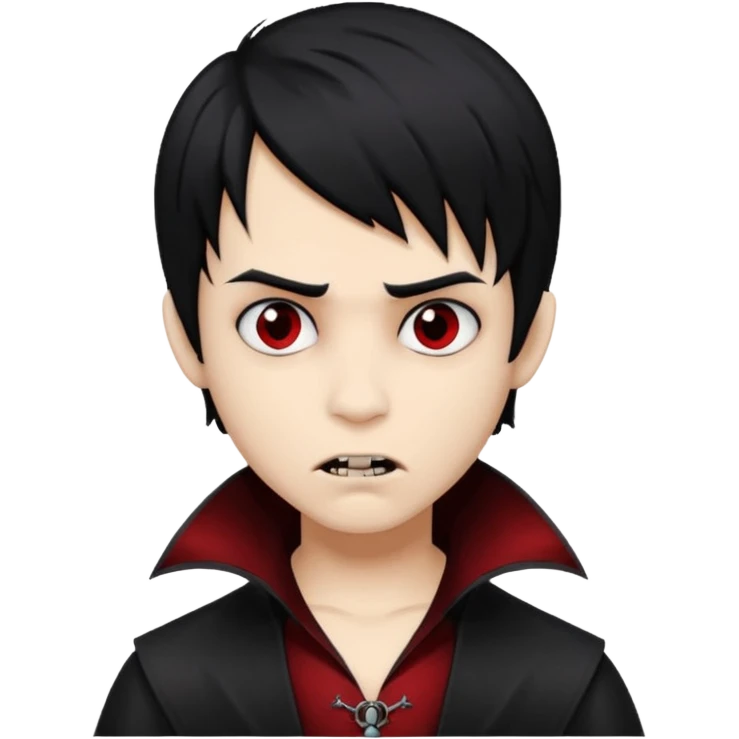 Boy, Vampire, Black Hair, medium long, emo, dark, spooky, brown skin emoji