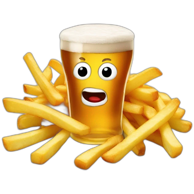 fries drinking beer emoji
