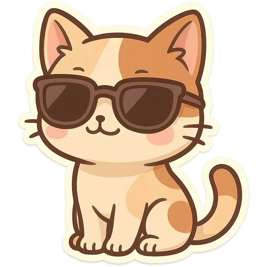 cat with big sunglasses, looking relaxed and confident emoji