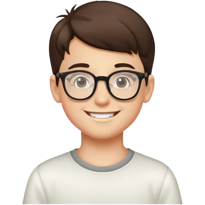 smiling boy with glasses indoors emoji