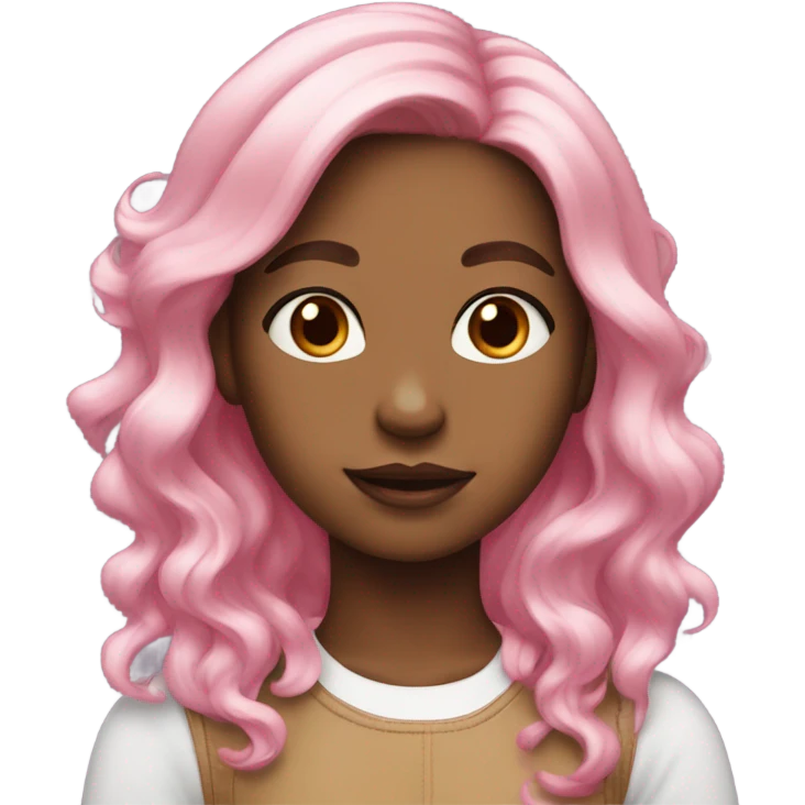 a girl has balayage hair, curious about something, have pink and white color  emoji