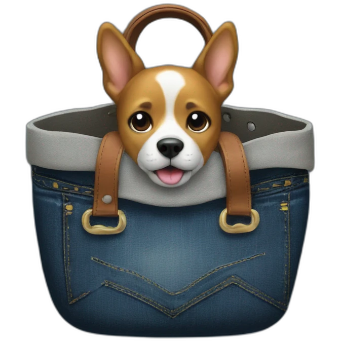 jeans bag with dog inside emoji