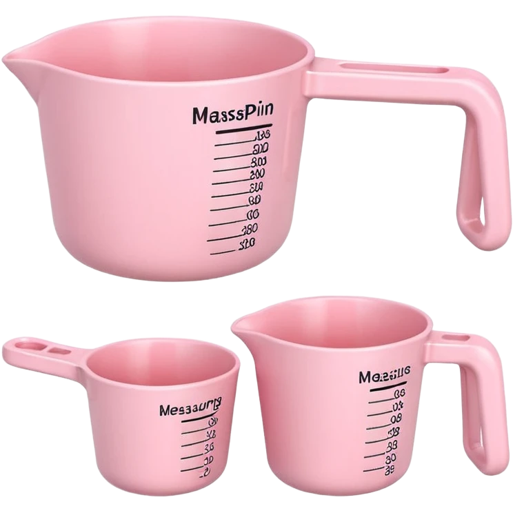 Set of pastel pink measuring cups, minimal arrangement emoji
