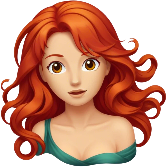 Red hair woman with flow emoji