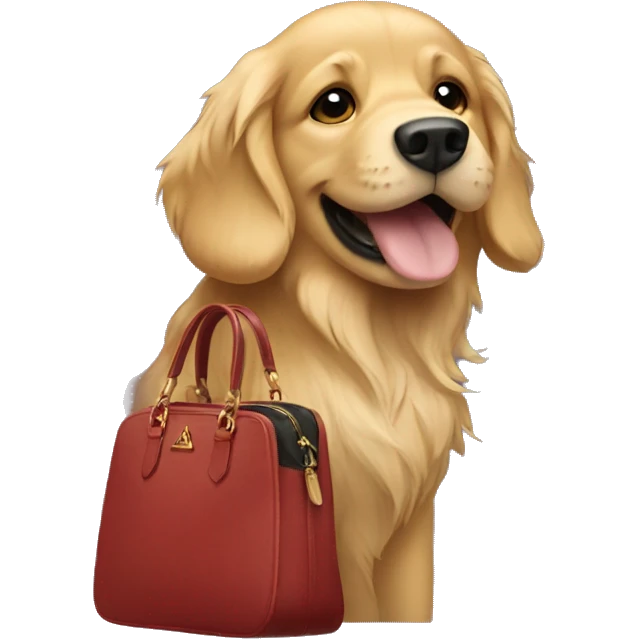 Golden retriever holding prada bag  emoji